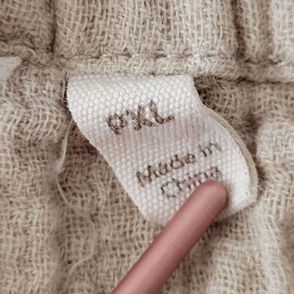 SOFT SURROUNDINGS Tan Gauzy Cotton Pants Size XL Cropped Pockets Beach - Picture 9 of 10